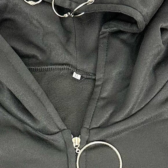 GSB‎ Women’s NWT Black Goth Full Zip Hooded Ring Softshell Sweatshirt XL/C42 - Picture 7 of 11